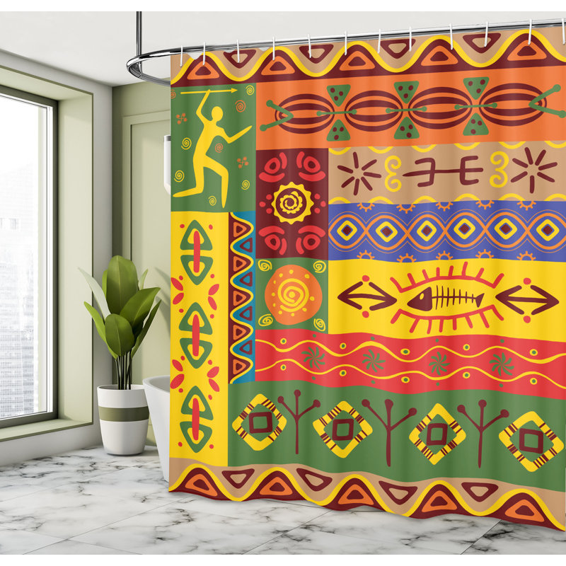 Rideau de douche ethnique tribal Mclean, 70" H x 108" W