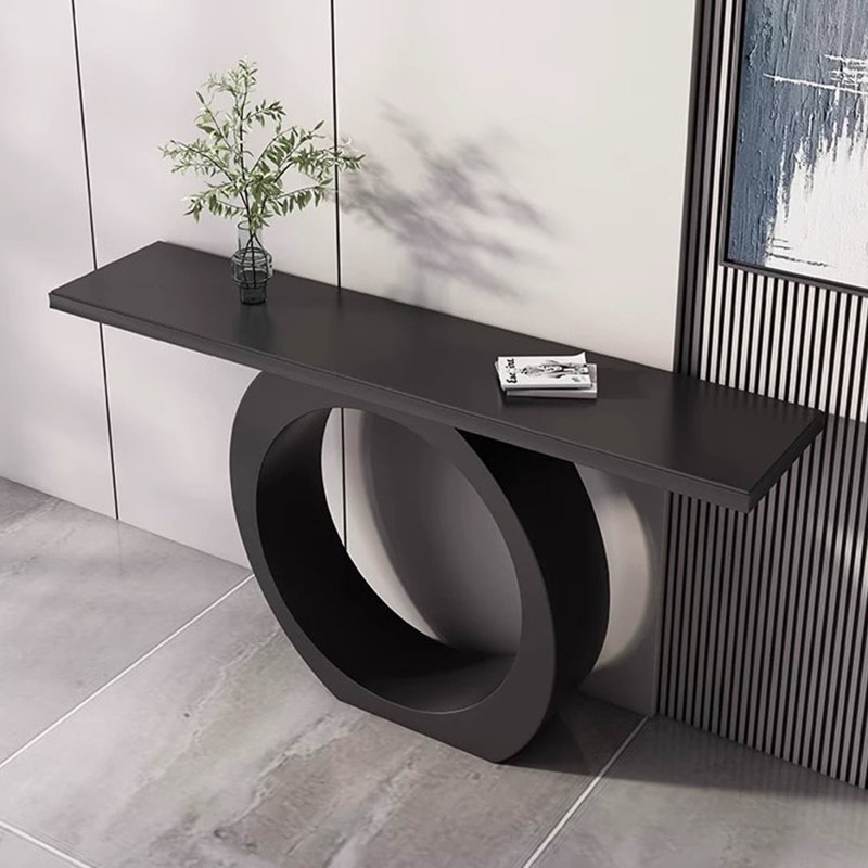 Modern sintered stone porch table., 31.5" H x 62.9" W x 11.8" D, Black
