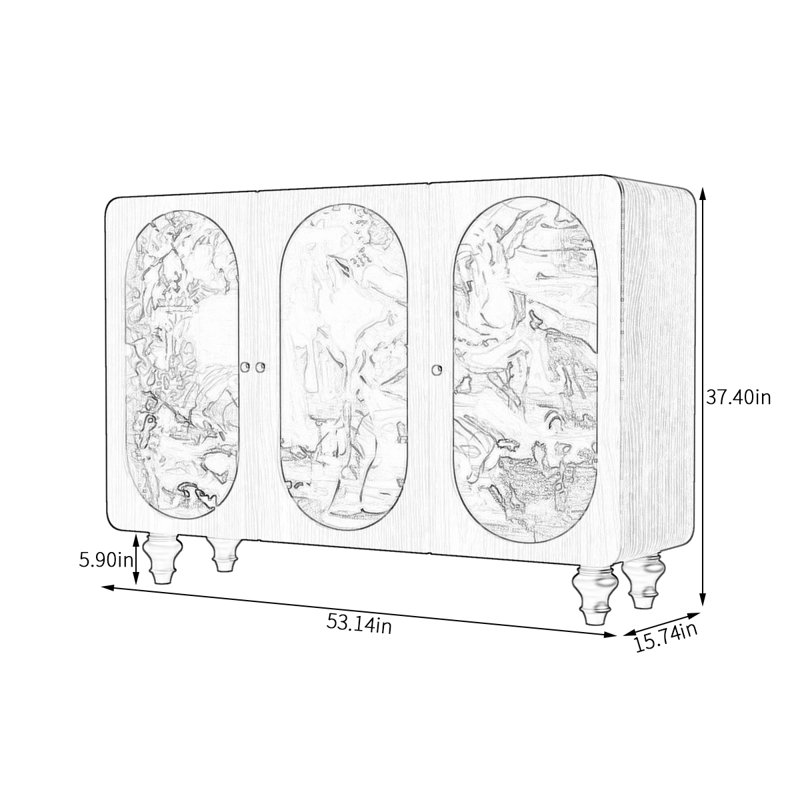 Armoire de rangement American Abstract Line, Noyer