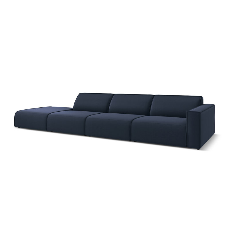 384cm Wide Wood Patio Sofa with Cushions, Dark Blue