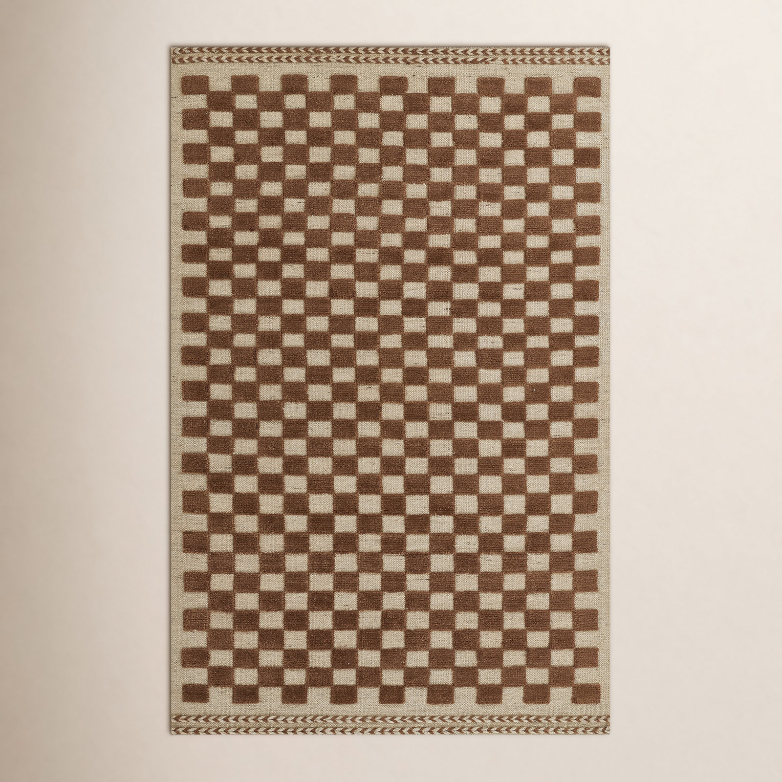 Azle Handmade Wool Brown Rug, Rectangle 9' x 12'