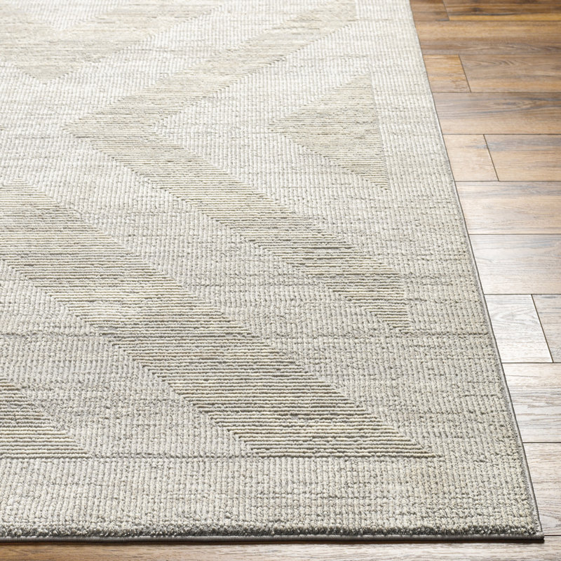 Arean Light Gray Machine Washable Area Rug, Rectangle 5' x 7'