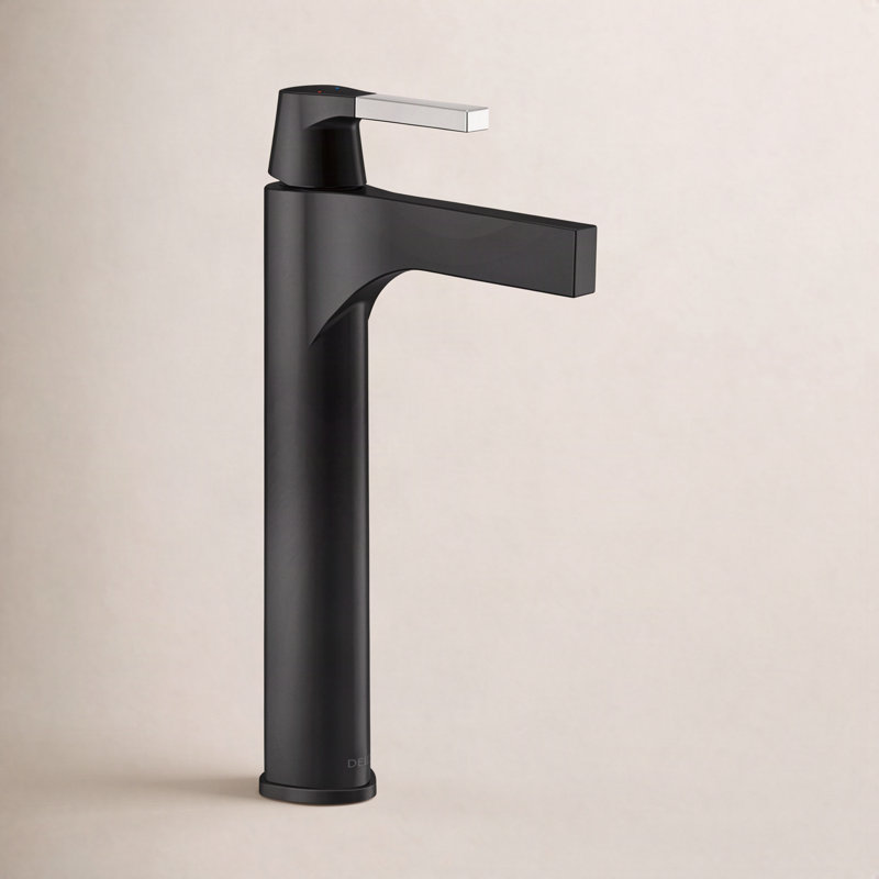 Robinet pour salle de bain à un trou Zura avec technologie Diamond Seal, Chromé / noir mat