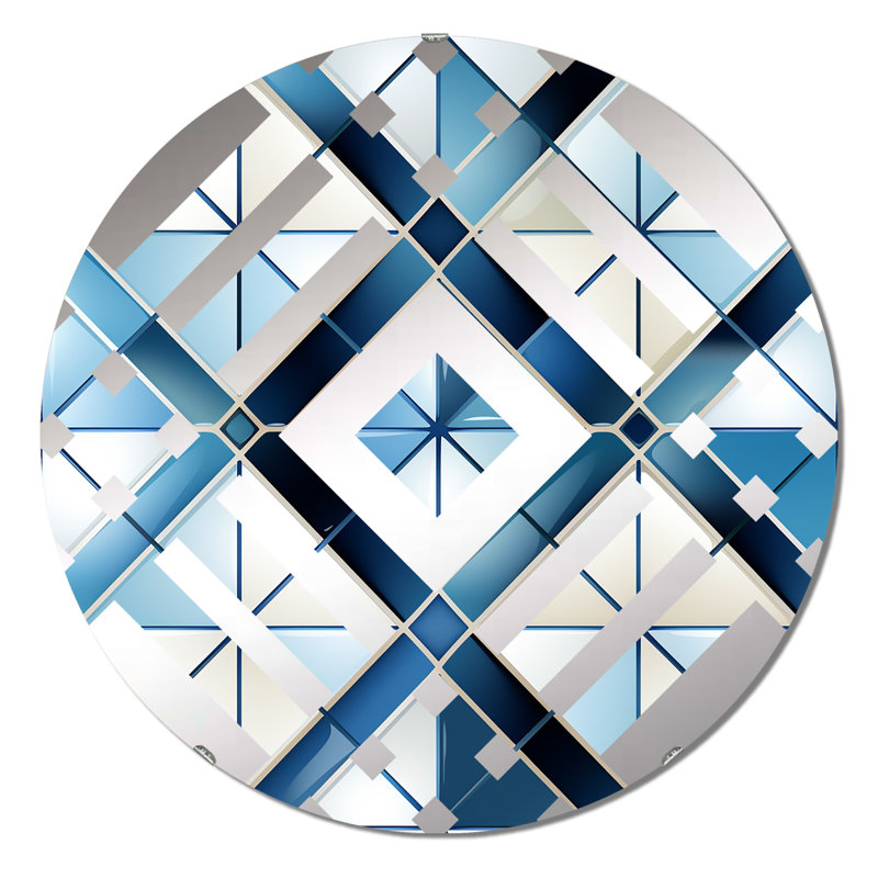 Miroir décoratif losange bleu cobalt côtier, 23,6 po x 23,6 po