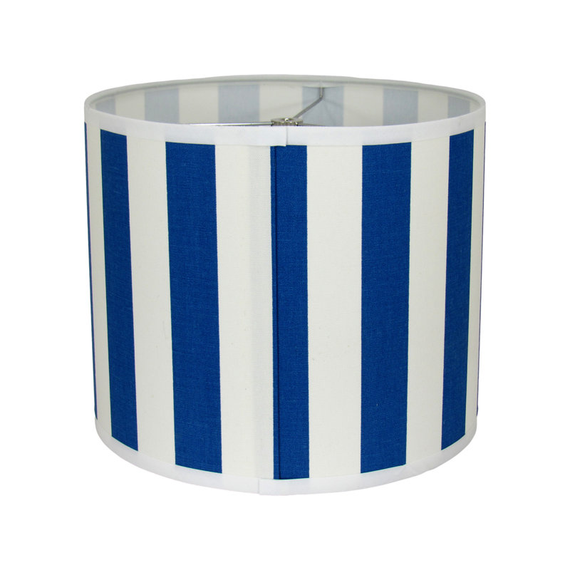 Abat-jour tambour à rayures bleues et blanches Nautical, H 10 po x l 12 po x P 12 po