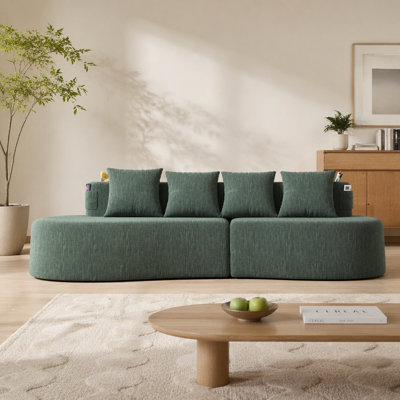 Modern Curved Sectional 3 Seat Minimalist Elegant Half Moon Sofa Compressed Modular Sectional Sofa for Living Room, Office, Apartment