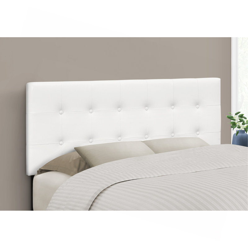 Bed, Headboard Only, Full Size, Bedroom, Upholstered,  Leather Look, Transitional, Full, White