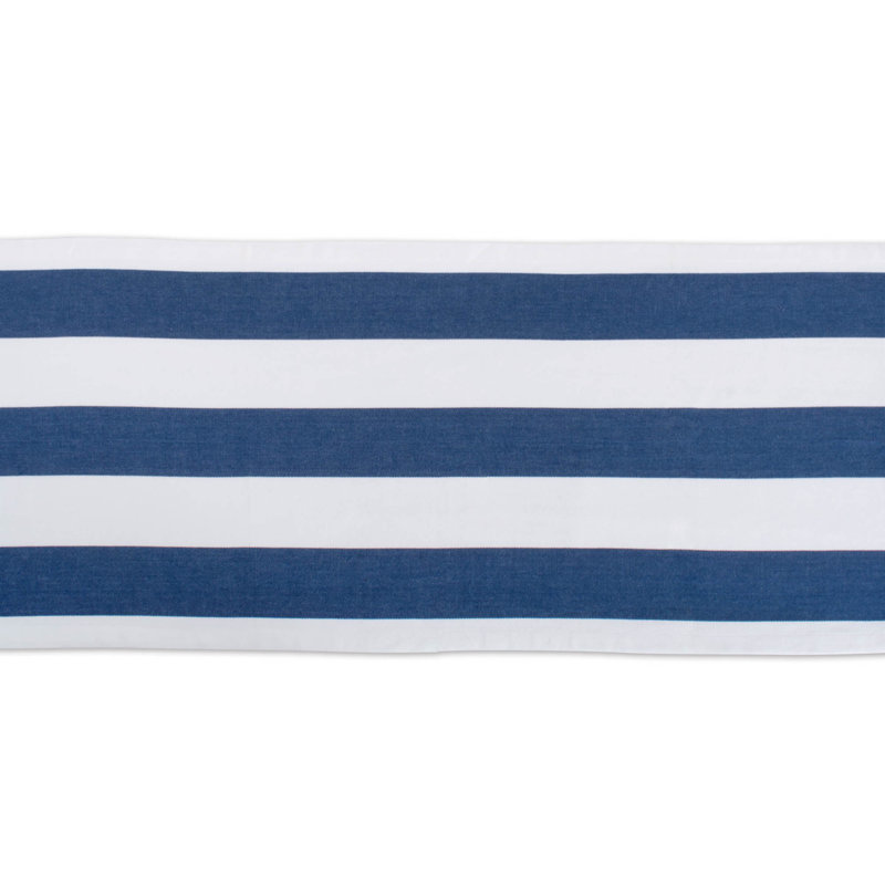 Kristina Striped 100% Cotton Table Runner, 72" L x 18" W, Navy