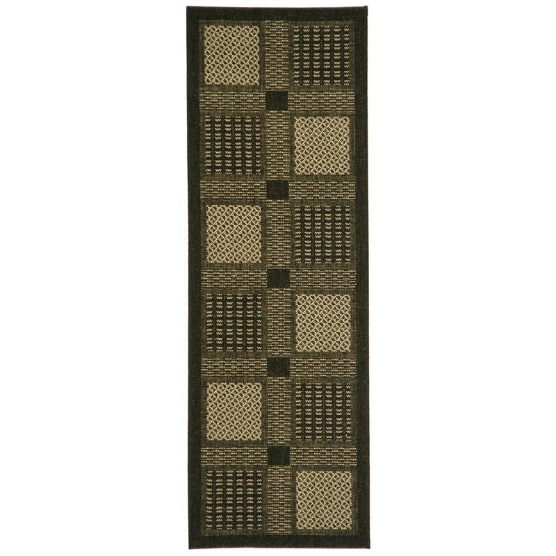 Tapis d'intérieur / extérieur à motif géométrique Dirks Performance, Tapis de couloir 2 pi 4 po x 14 pi