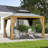 10' X 14' Hardtop Gazebo Outdoor Metal Gazebo Canopy With Galvanized Steel Double Roof, Wood Grain Aluminum Frame, Curtains And Netting For Patio, Deck, Garden