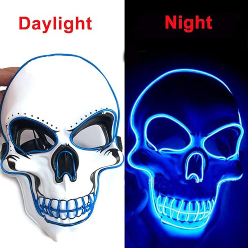 Masque d'Halloween à DEL illuminant un masque effrayant pour articles de fête, Bleu