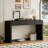 YDT Curved Farmhouse Console Table with Storage, Wooden Entryway Table with 2 Drawers, Distressed Black-413283738