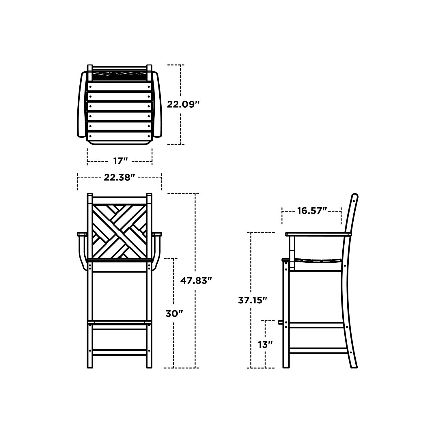 POLYWOOD® Chippendale Patio Bar Stool, Sand