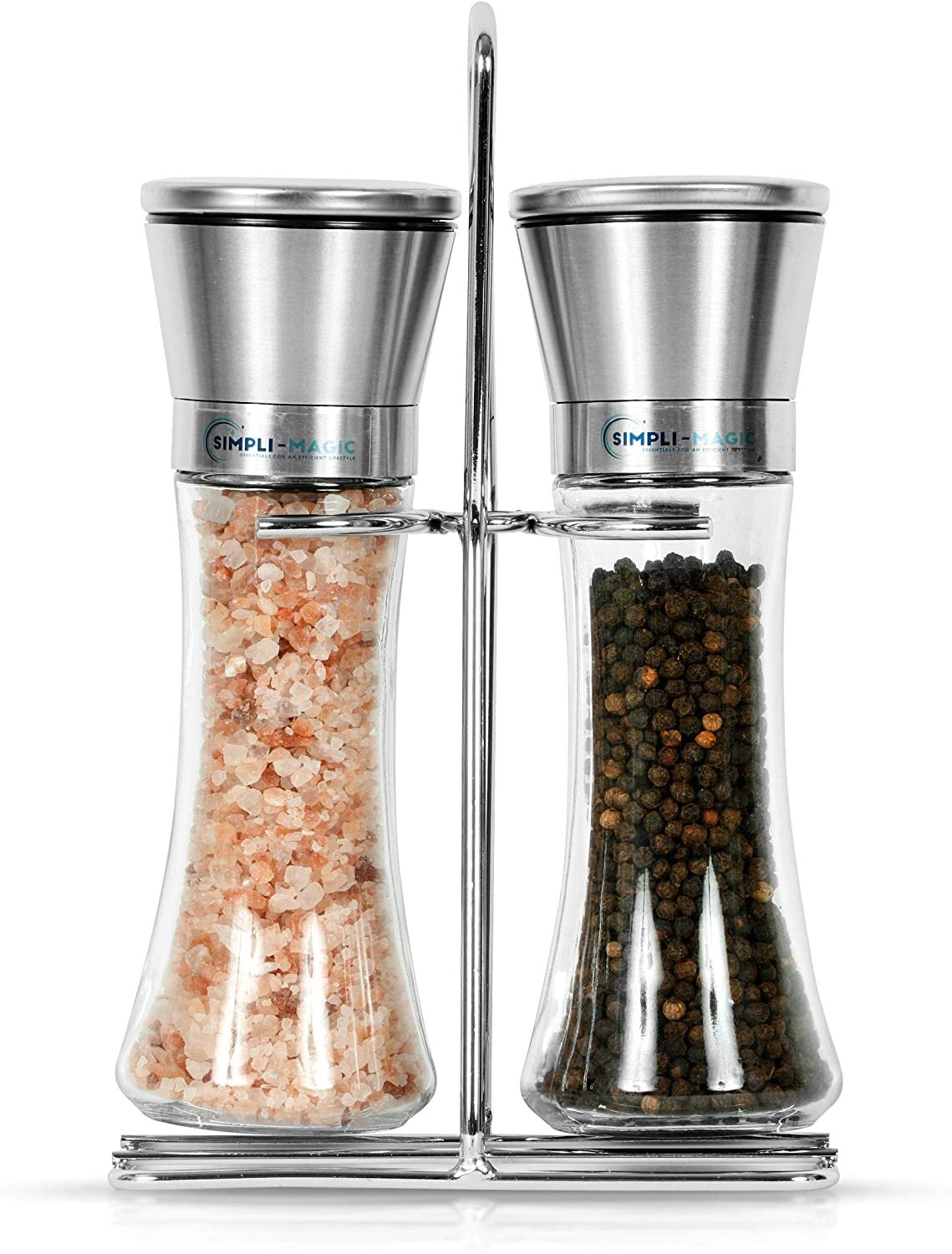 Zulay Kitchen Refillable with Adjustable Coarseness options Salt and Pepper Grinder - Silver