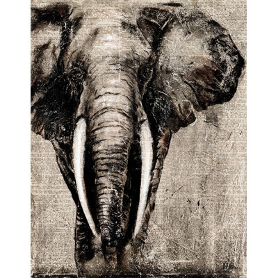 Éléphant sur un journal imprimé par Patricia Pinto (18 X 24) # 12043D