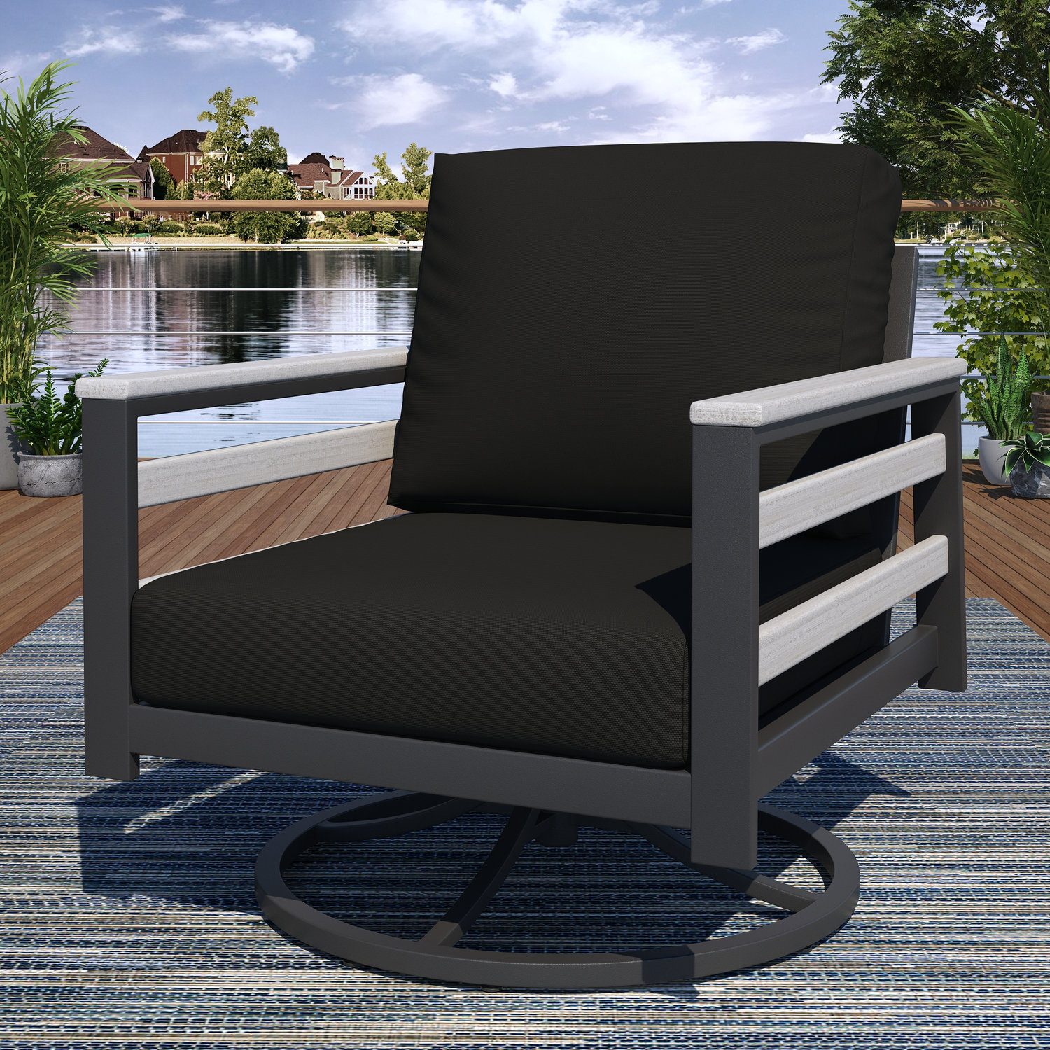 Townsend 7 - Person Patio Conversation Set with Sunbrella® Cushions, Canvas Black Sunbrella® Canvas