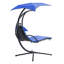 Chaise longue suspendue Laureat avec auvent amovible, balancelle d'extérieur avec coussin intégré, balancelle courbée suspendue pour balancelle au bord de la piscine, hamac avec support -784135139
