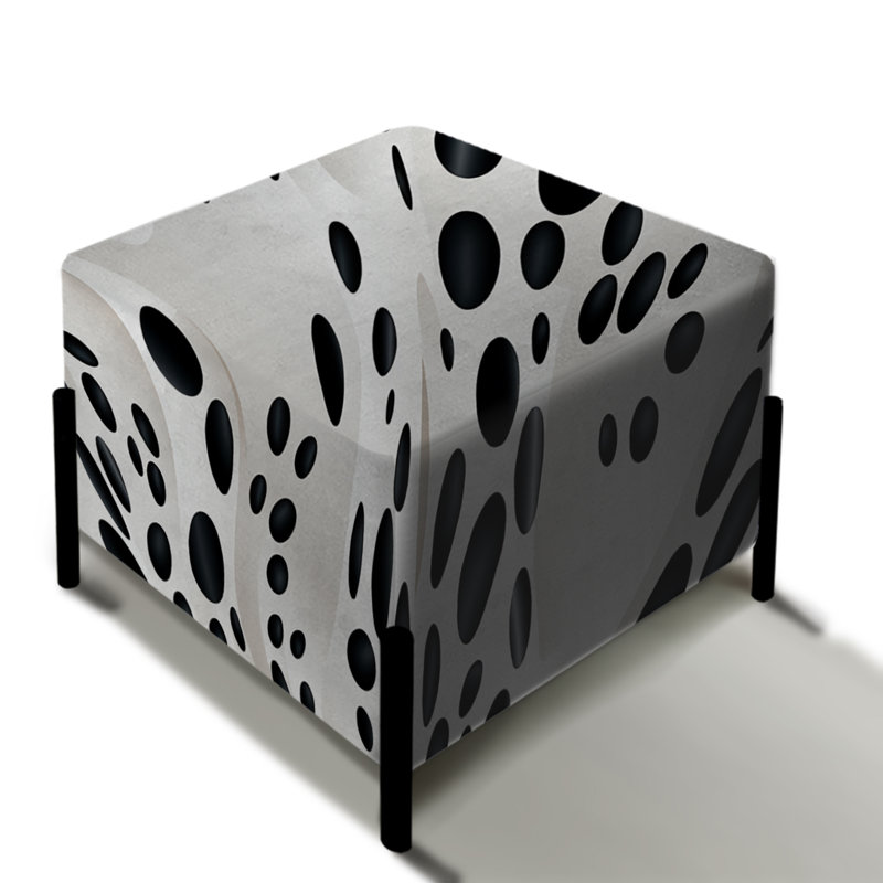 Motif léopard des neiges blanc et noir - repose-pieds carré géométrique