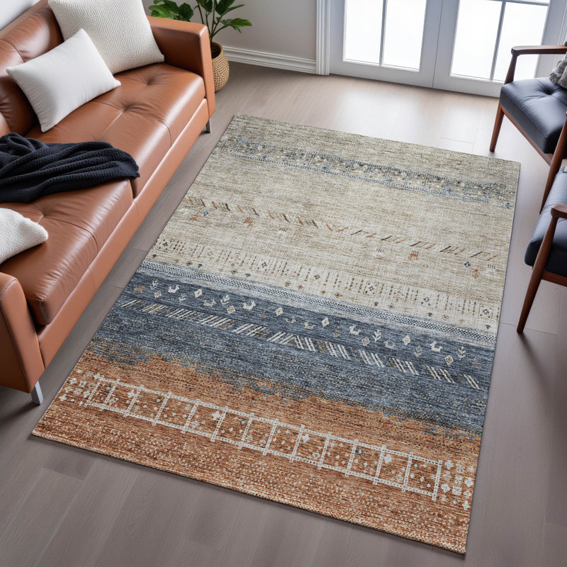 Premium Machine Washable Gurubaksh AMF1147 Global Rug, Rectangle 9 pi x 12 pi