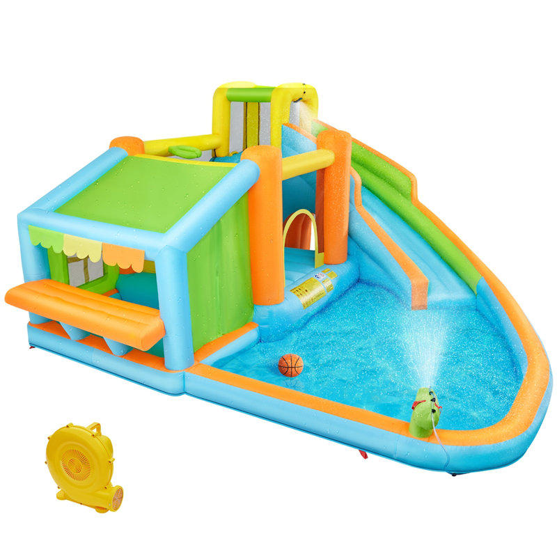 Jeu gonflable 13 pi x 15 pi avec glissade d'eau et souffleur d'air pour enfants