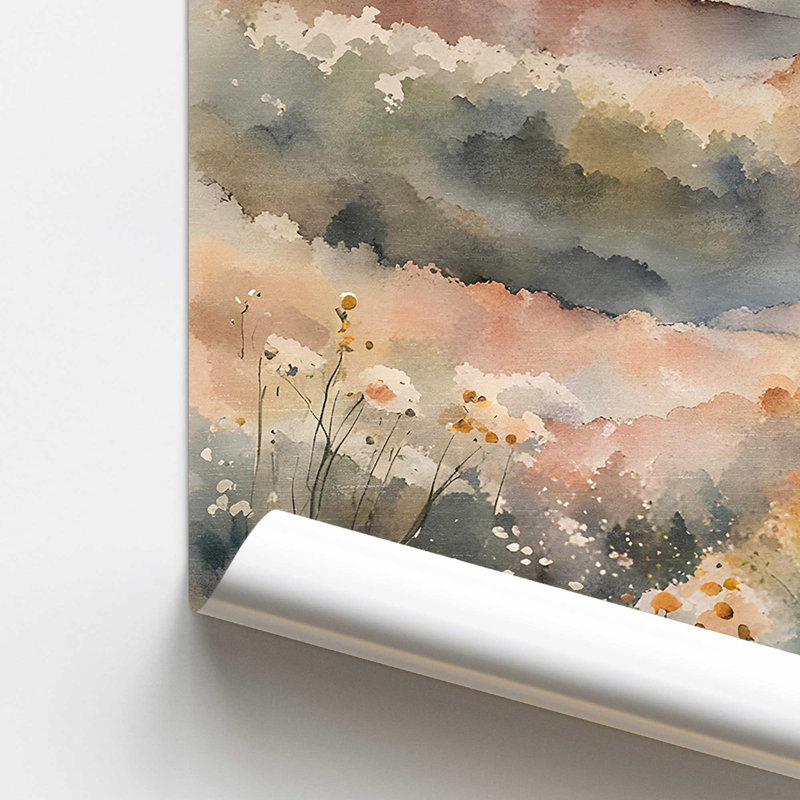 Coucher de soleil dans la vallée en fleurs, ensemble de 3 impressions, Papier, H 14 po x l 22 po x P 0,1 po