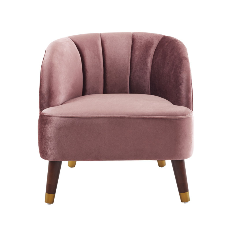 Fauteuil d'appoint rembourré avec pieds en bois, Rosé