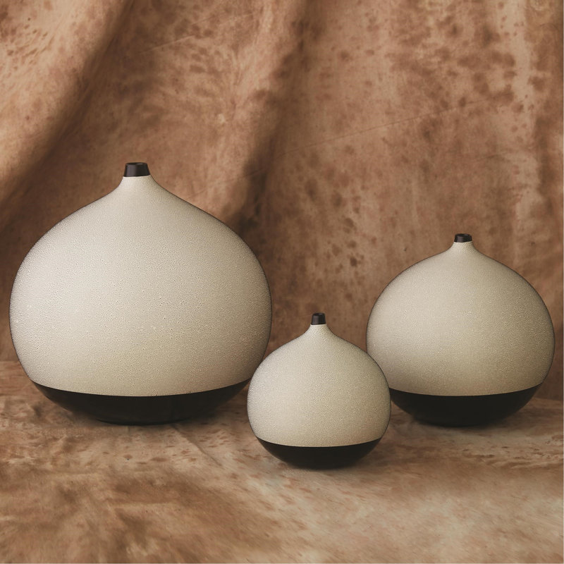 Pixelated Ball Vase, 10.5"H x 10.5"W x 10.5"D, Black/Brown