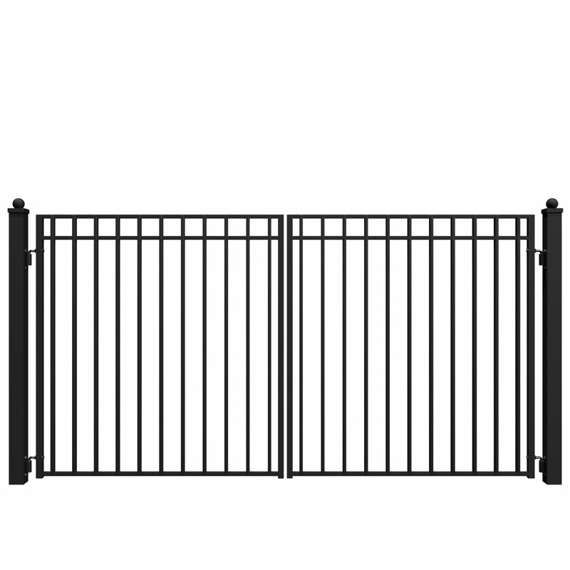 Madrid Style Black Steel Dual Swing Driveway Gate 12 x 6 Feet