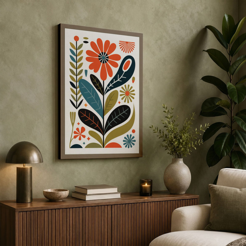 Garden Symmetry Botanical - Wrapped Canvas, 36x24 - 91.4 x 61.0 cm, White Border