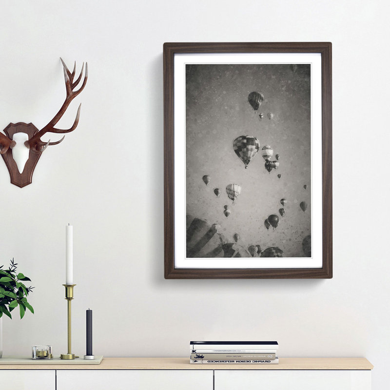 Taking a Hot Air Balloon Ride - Framed Print, Walnut Framed, 65cm H x 48cm W x 2cm D