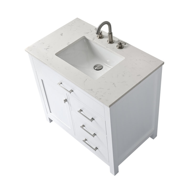 Trevor 36" W Single Vanity, White/Brushed Nickel