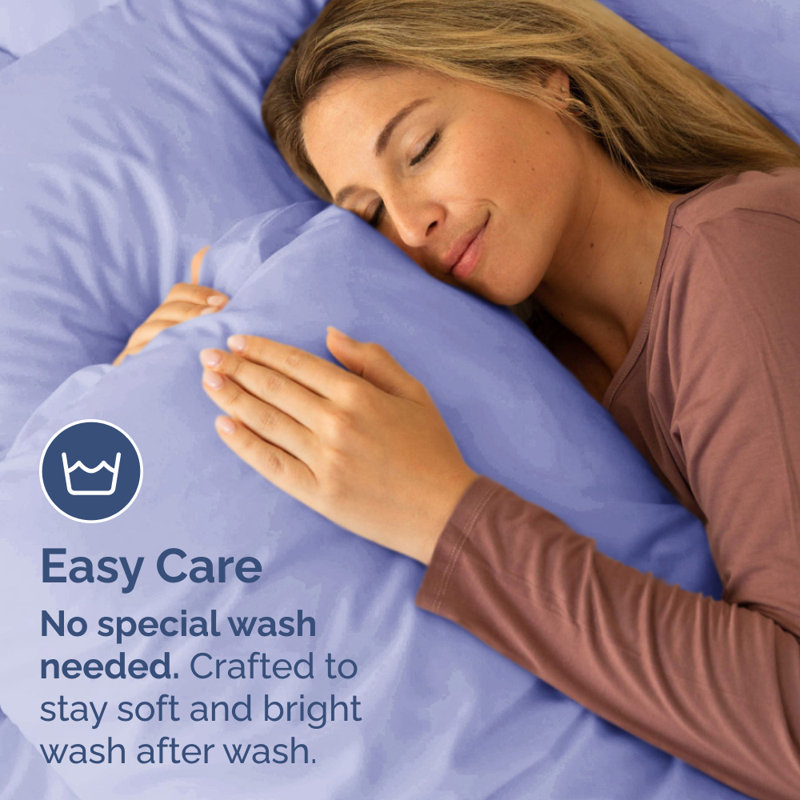 Microfiber Pillowcase Set of 2, Soft Double Brushed Pillow Covers, Breathable & Easy Care, Lavender, Queen