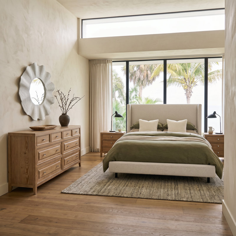 Ensemble de chambre avec grand lit 4 pièces Carlingford Sand Dune, Cinq pièces : Lit, 2 tables de chevet, commode, m