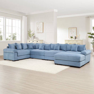 Canapé modulaire surdimensionné surdimensionné en nuage, canapé modulaire convertible, accoudoirs très larges avec méridienne, tissu velours côtelé de qualité supérieure, conception ergonomique, assemblage facile, pour le salon