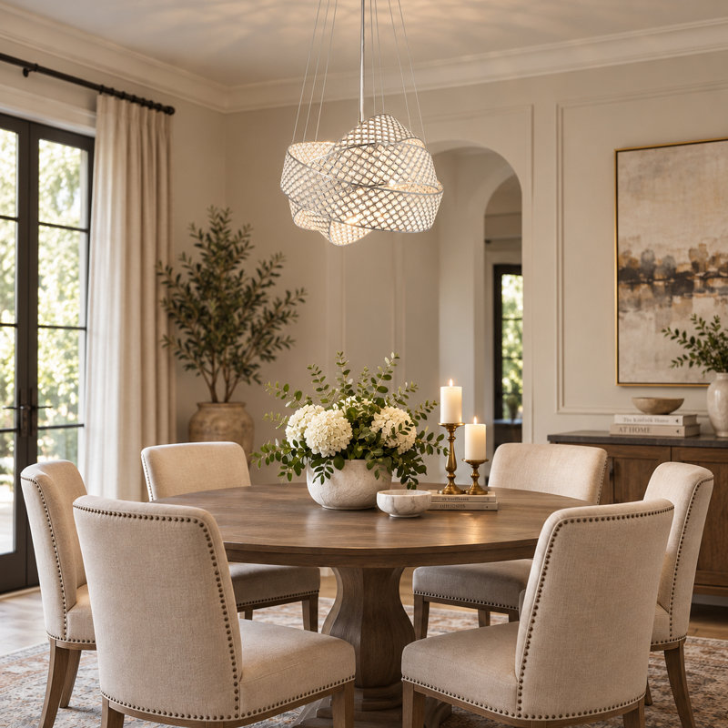 Rejtano Transitional 9-Light Crystal Shade Chandelier 