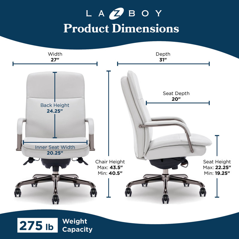 Opus Leather Swivel Executive Office Chair, Graphite, Gray