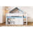 Full Size Loft Bed With Canopy And Storage Cabinet, House - Shaped For A Fun , Multiple Shelves Of Books Inspired Creativity Boost, Book Cloth-1123839286
