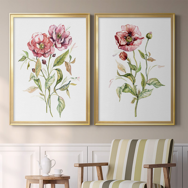 Toile encadrée de qualité supérieure Wild Roses - prête à être accrochée, Or, H 30,5 po x l 45 po x P 1,25 po