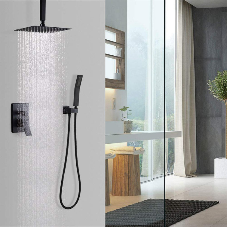 Ceiling Mounted Shower System Combo Set With 16 Inches Square Rain Shower Head