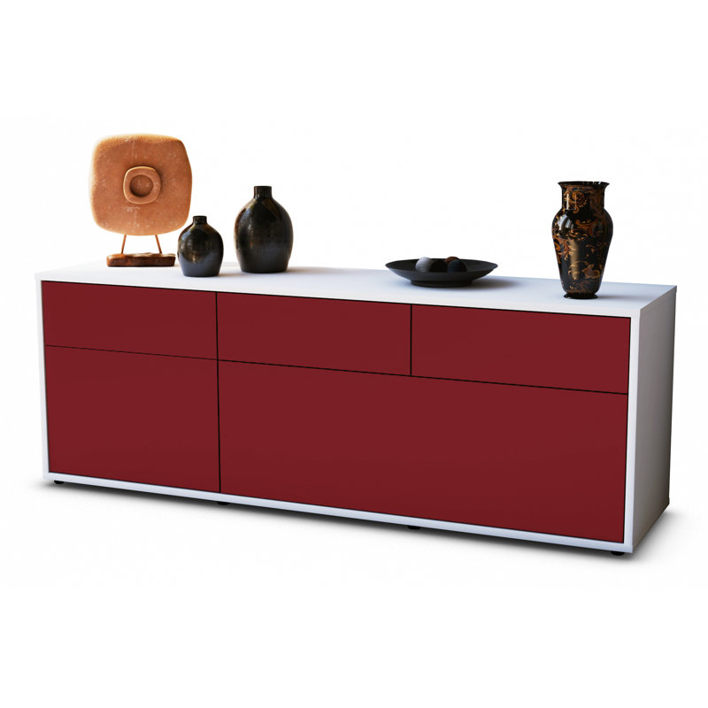 Yamada Unfinished TV Stand for TVs up to 60, Red / Matte White