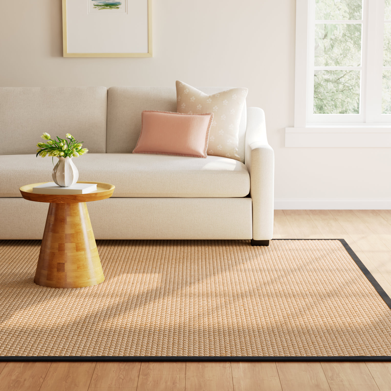Auckland Natural/Black Area Rug, Rectangle 8' x 10'