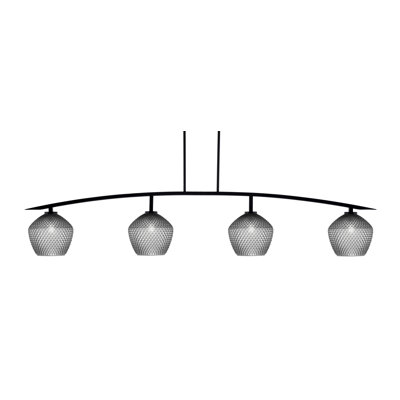 Barre d'éclairage 4 lumières kurve au fini noir mat avec verre texturé de 9 po