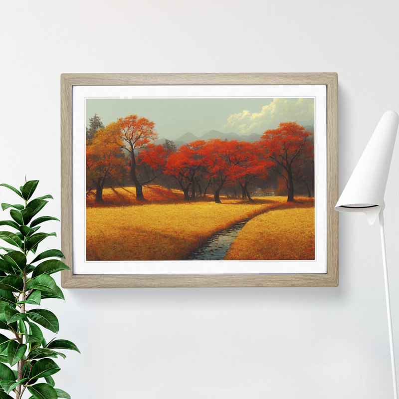 Unreal Autumn Forest - Framed Print, 34cm H x 46cm W x 2cm D, Oak