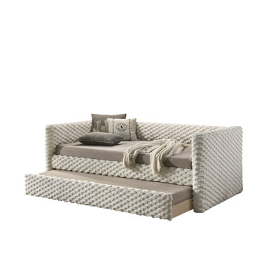 Lit de jour simple de style transitionnel 1pc avec pieds en plastique gigogne et finition blanche pour salon principal