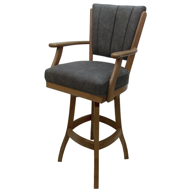 Irminger Classic Swivel Wood Extra Tall Stool, Extra Tall (34" Seat Height), Gray/Tan Frame