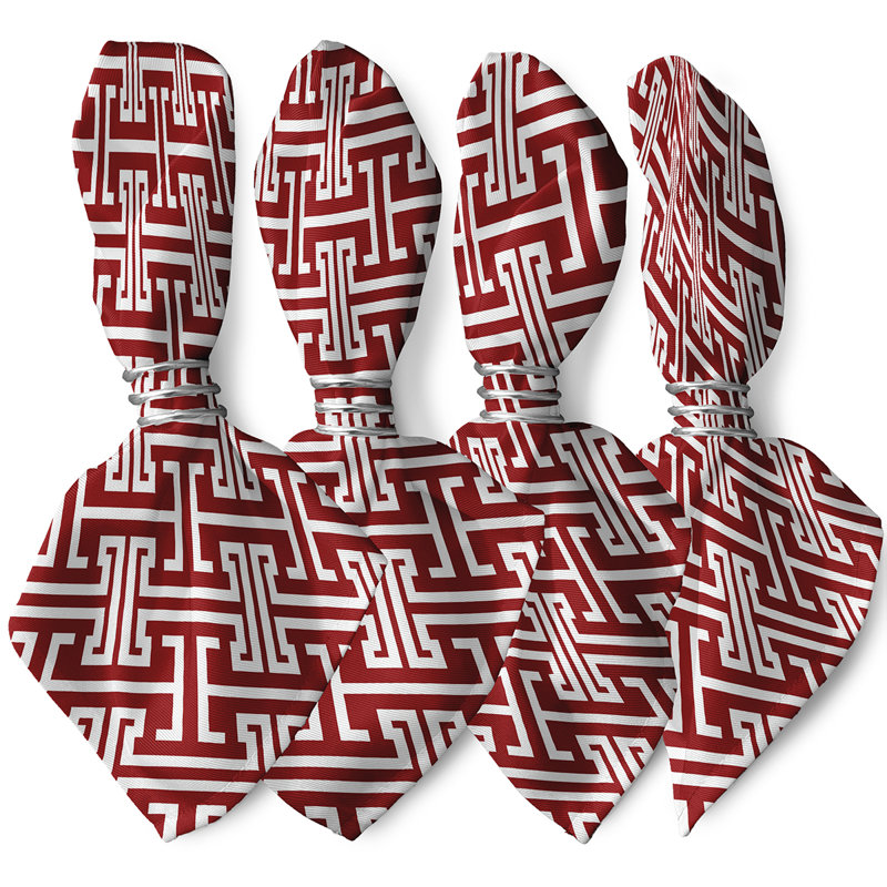 Larah Polyester Geometric Square Napkin, Red