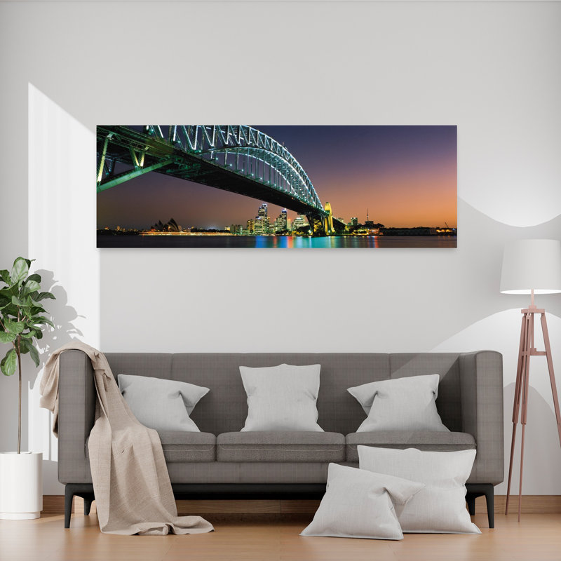 Skyline Harbor Bridge, Sydney, Australie, architecture contemporaine abstraite, art mural, H 20 po x l 60 po