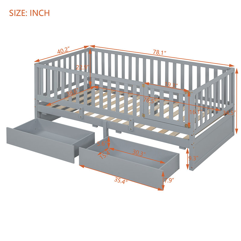 Daybed, Gray, Twin