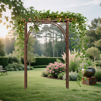 Wood Garden Arbor Trellis, Outdoor Archway Pergola for Climbing Plants, Wooden Wedding Arch for Garden, Backyard