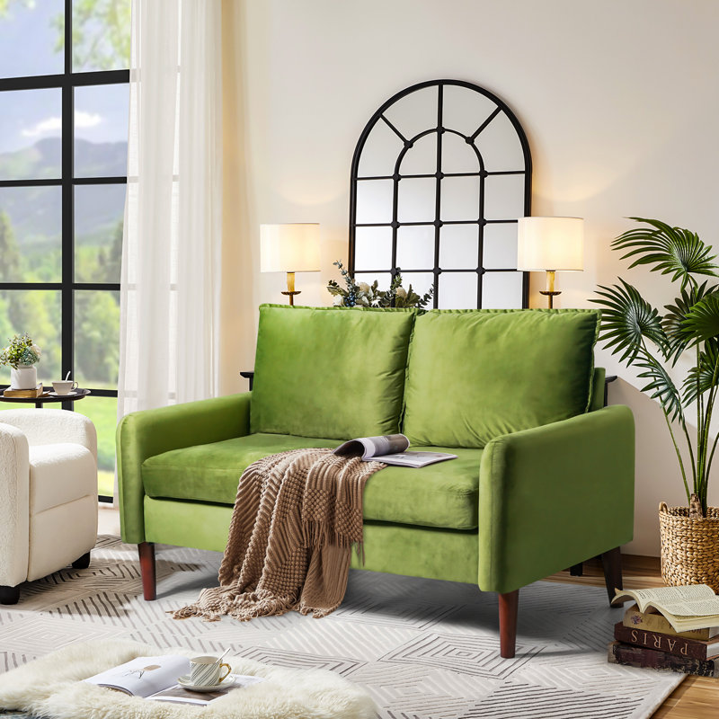 54" Loveseat Sofa, Velvet Love Seat Couches for Living Room, Loveseat for Small Spaces, Army Green